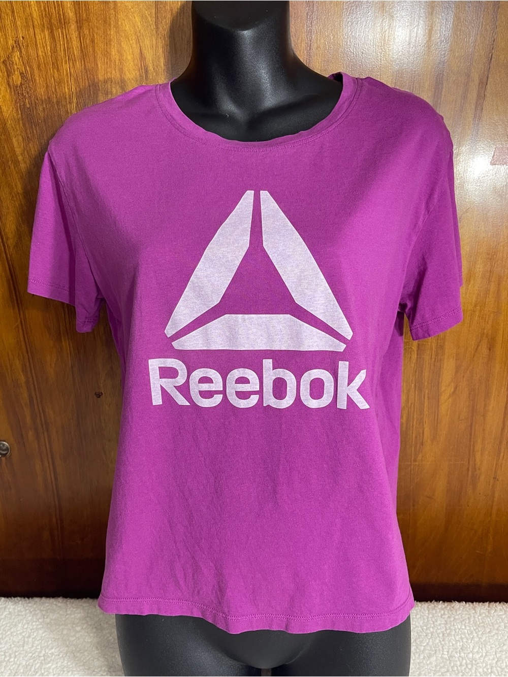 Reebok Women's Short Sleeve Logo Tee — Magenta with White Logo